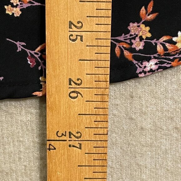 Alice Blue Blouse Women's Medium Black Leaf Print Short Sleeves - Picture 7 of 11